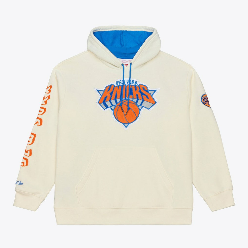 New York Knicks Hardwood Classics Chainstitch Premium Fleece Hoodie Cream