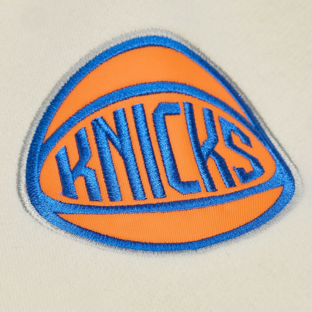 New York Knicks Hardwood Classics Chainstitch Premium Fleece Hoodie Cream