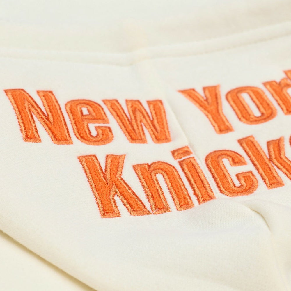 New York Knicks Hardwood Classics Chainstitch Premium Fleece Hoodie Cream