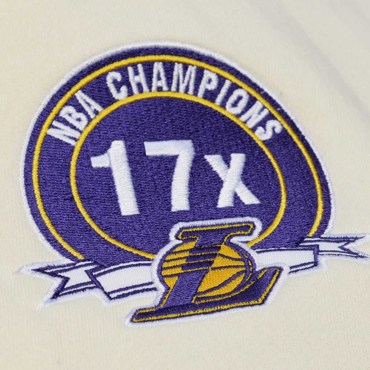 Los Angeles Lakers Hardwood Classics Chainstitch Premium Fleece Hoodie Cream