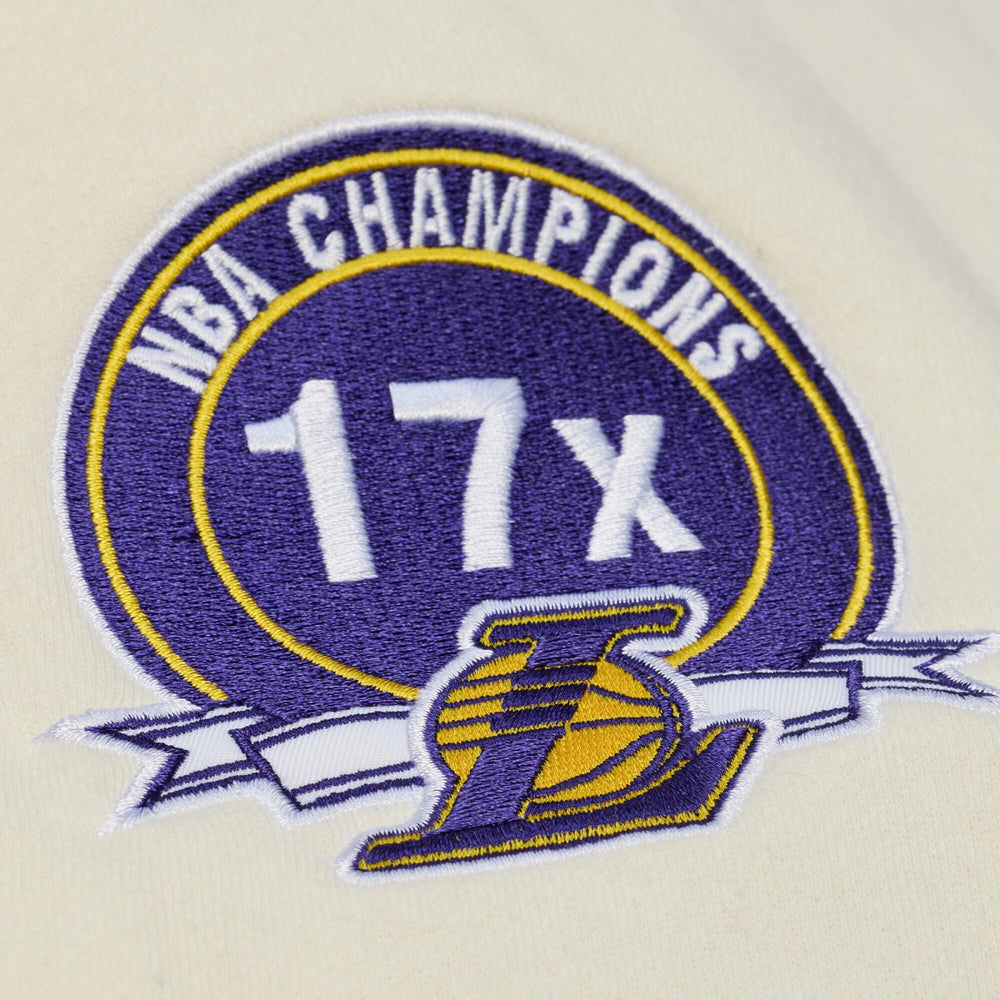 Los Angeles Lakers Hardwood Classics Chainstitch Premium Fleece Hoodie Cream