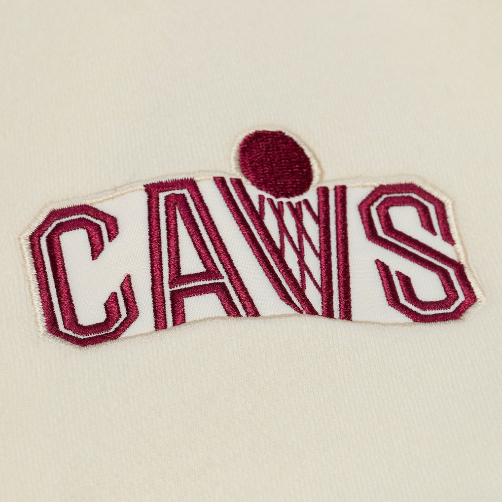 Cleveland Cavaliers Hardwood Classics Chainstitch Premium Fleece Hoodie Cream
