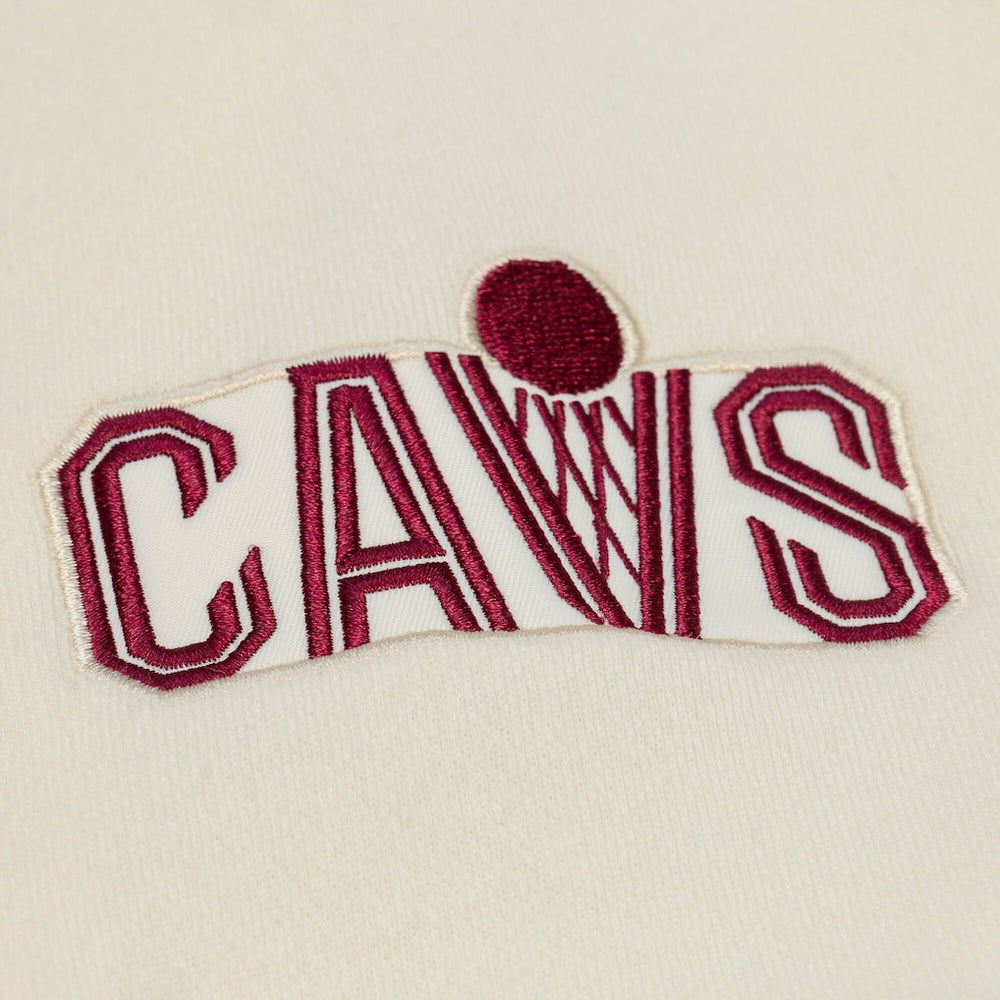 Cleveland Cavaliers Hardwood Classics Chainstitch Premium Fleece Hoodie Cream