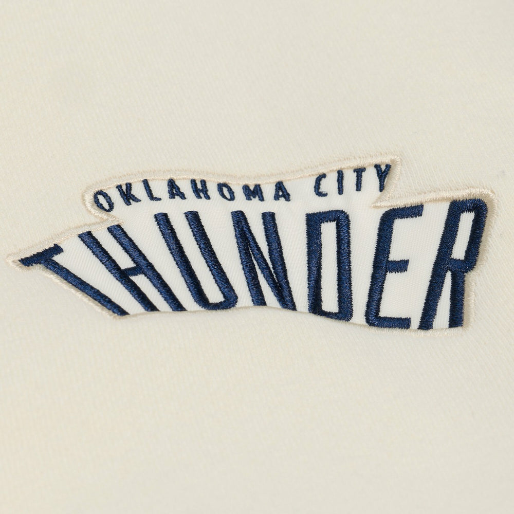 Oklahoma City Thunder Hardwood Classics Chainstitch Premium Fleece Hoodie Cream