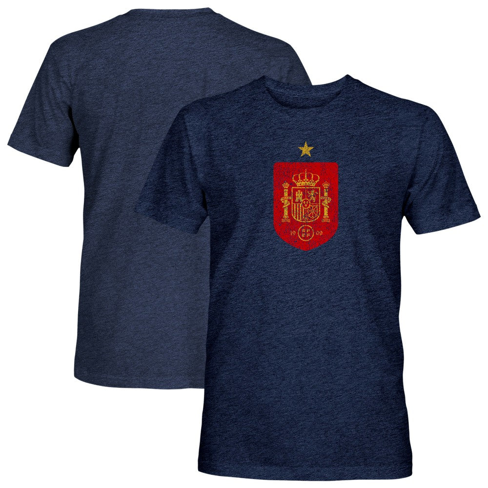 Spain National Team 1863FC Color Badge Tri-Blend T-Shirt Navy sale