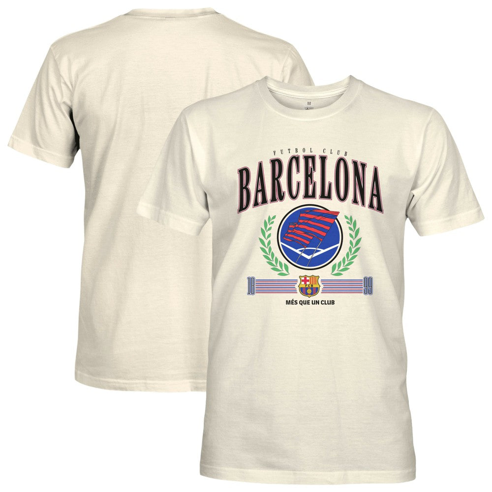 Barcelona 1863FC Retro Stripes T-Shirt Cream sale