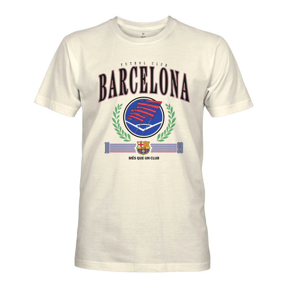 Barcelona 1863FC Retro Stripes T-Shirt Cream sale