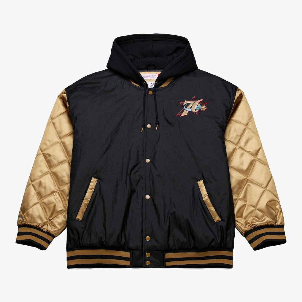 Philadelphia 76ers Hardwood Classics 76 Originals Collection Fushion Full-Snap Hoodie Jacket Black