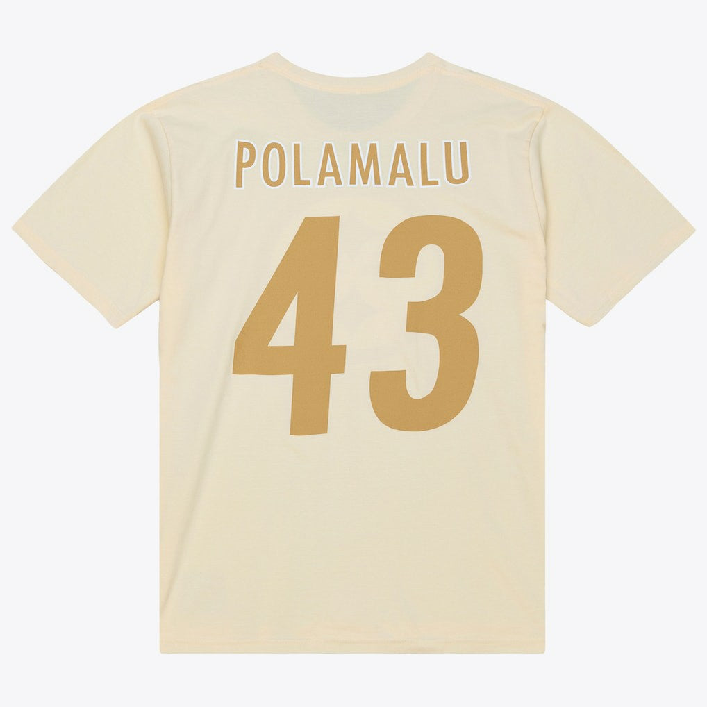 Troy Polamalu Pittsburgh Steelers Sandman Name & Number T-Shirt Cream