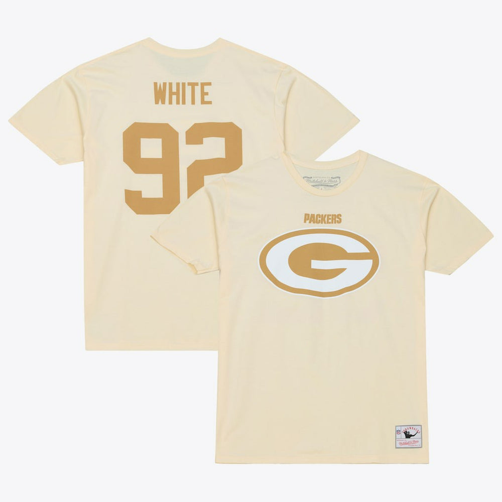 Reggie White Green Bay Packers Sandman Name & Number T-Shirt Cream