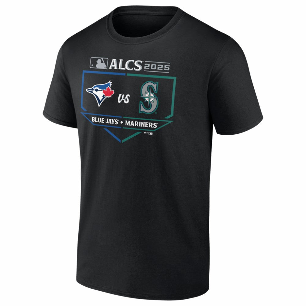 Toronto Blue Jays vs. Seattle Mariners 2025 American League Championship Series Matchup Batter's Box T-Shirt - Black T-shirts