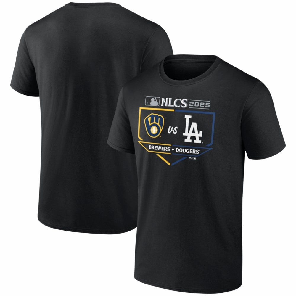 Milwaukee Brewers vs. Los Angeles Dodgers 2025 National League Championship Series Matchup Batter's Box T-Shirt - Black T-shirts