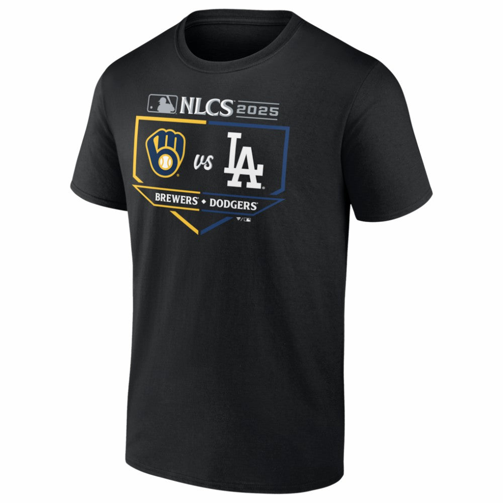 Milwaukee Brewers vs. Los Angeles Dodgers 2025 National League Championship Series Matchup Batter's Box T-Shirt - Black T-shirts