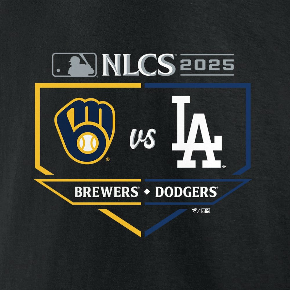 Milwaukee Brewers vs. Los Angeles Dodgers 2025 National League Championship Series Matchup Batter's Box T-Shirt - Black T-shirts