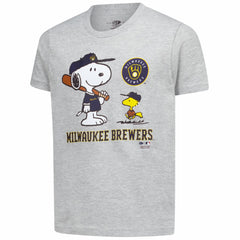 Milwaukee Brewers Youth Peanuts Snoopy T-Shirt - Heather Gray T-shirts