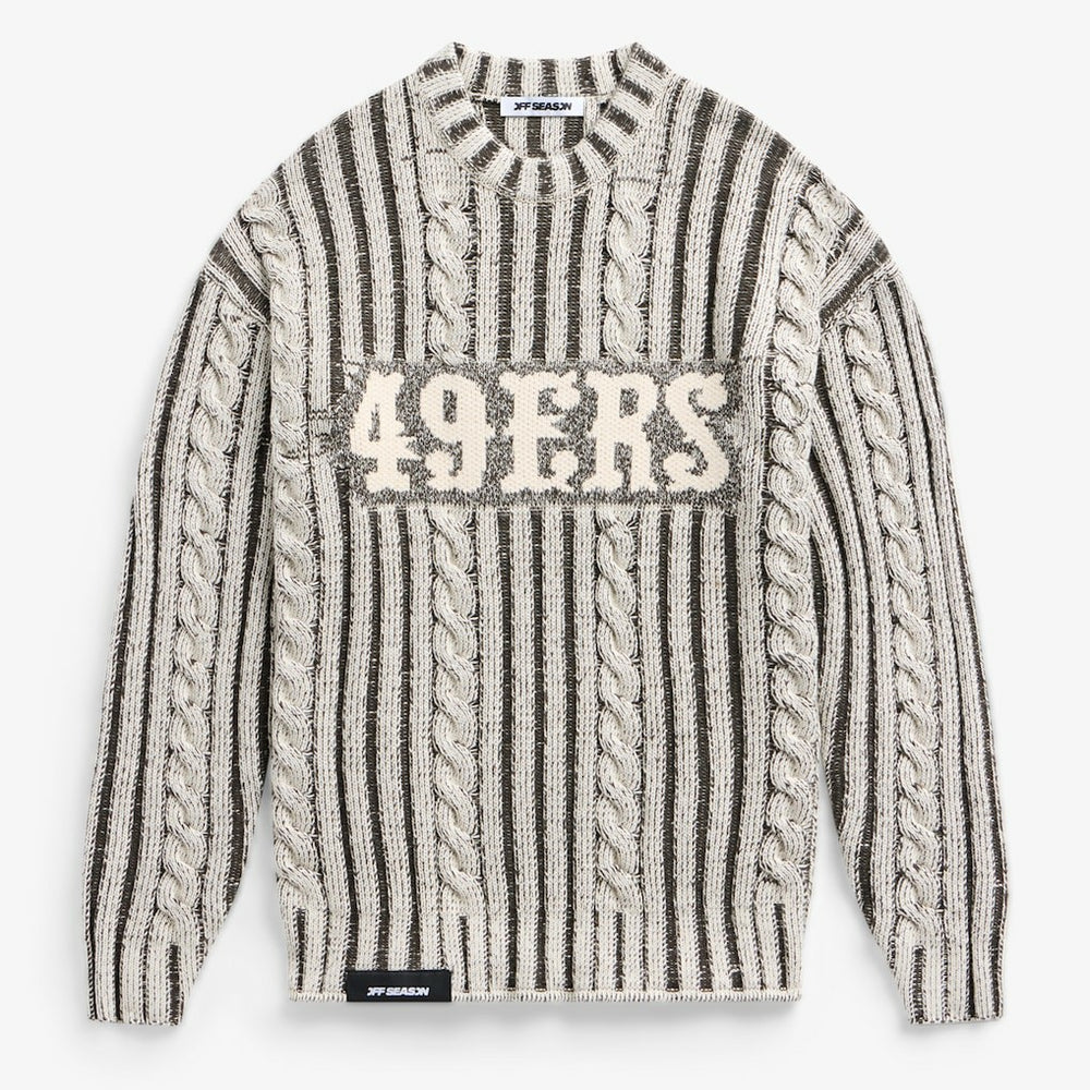 San Francisco 49ers Off Season x NFL Unisex Cable Knit Sweater Cream/Gray