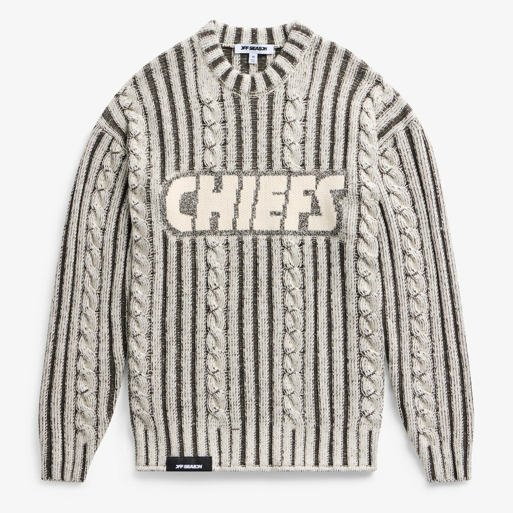 Kansas City Chiefs Off Season x NFL Unisex Cable Knit Sweater Cream/Gray