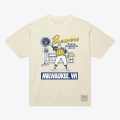 Milwaukee Brewers Mitchell & Ness Deli T-Shirt - Cream T-shirts