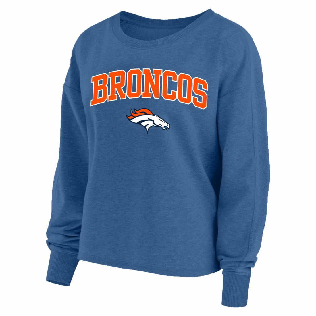 Denver Broncos Profile Women's Plus Size Acid Wash Raglan Sweatshirt Navy
