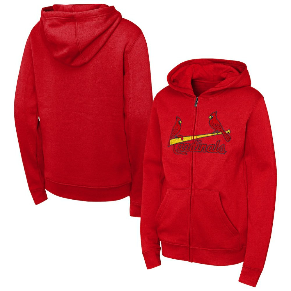 St. Louis Cardinals Outerstuff Youth Wordmark Fleece Full-Zip Hoodie - Red Hoodies