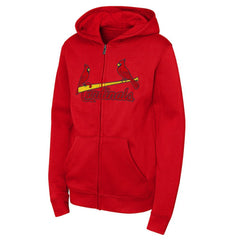 St. Louis Cardinals Outerstuff Youth Wordmark Fleece Full-Zip Hoodie - Red Hoodies