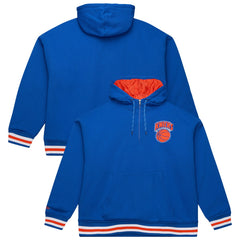 New York Knicks Throw It Back Quilted Fleece Quarter-Zip Hoodie Blue