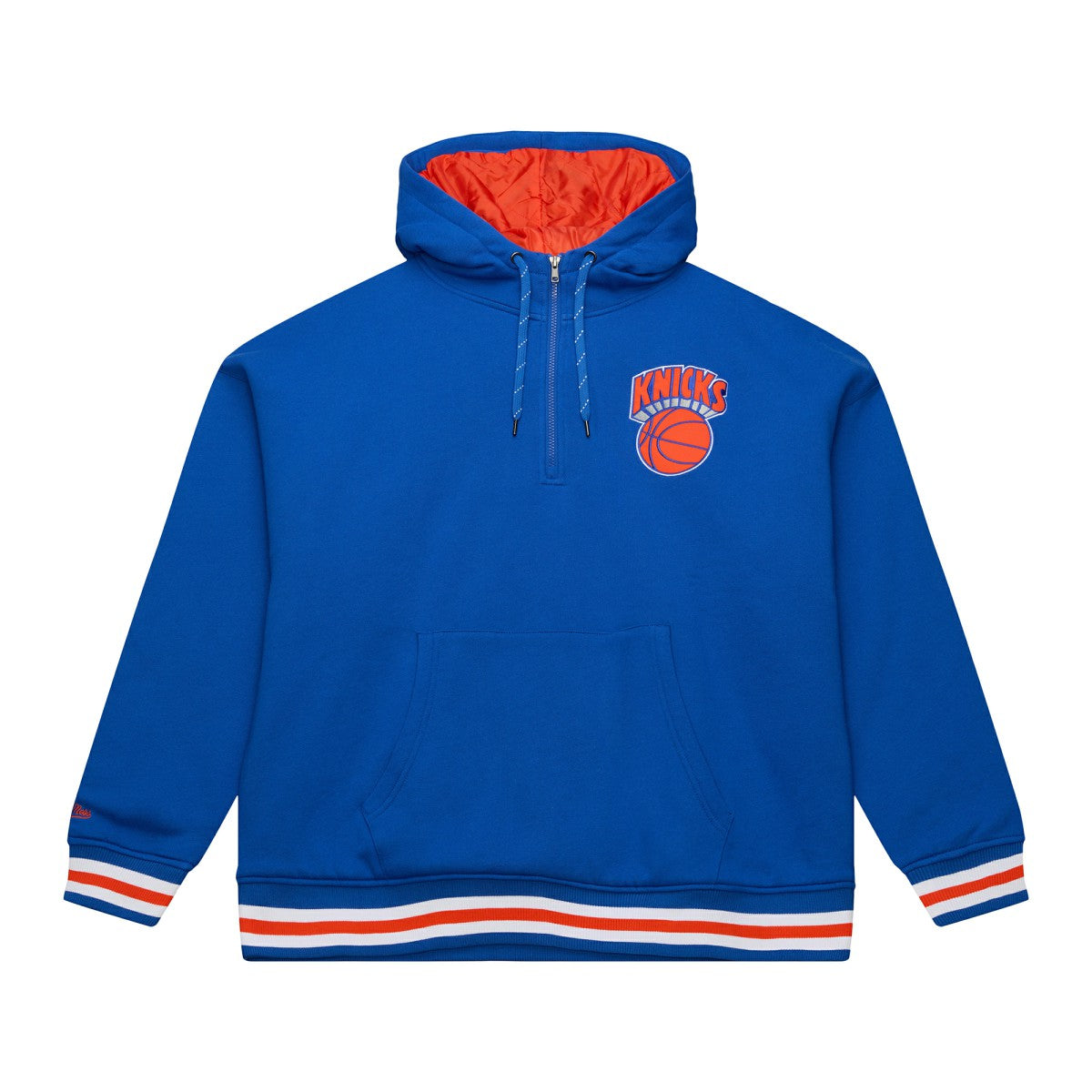 New York Knicks Throw It Back Quilted Fleece Quarter-Zip Hoodie Blue