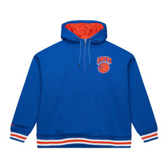 New York Knicks Throw It Back Quilted Fleece Quarter-Zip Hoodie Blue