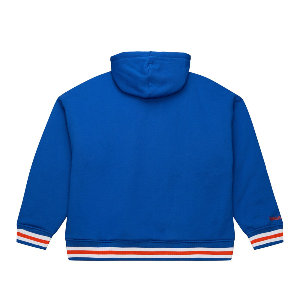 New York Knicks Throw It Back Quilted Fleece Quarter-Zip Hoodie Blue
