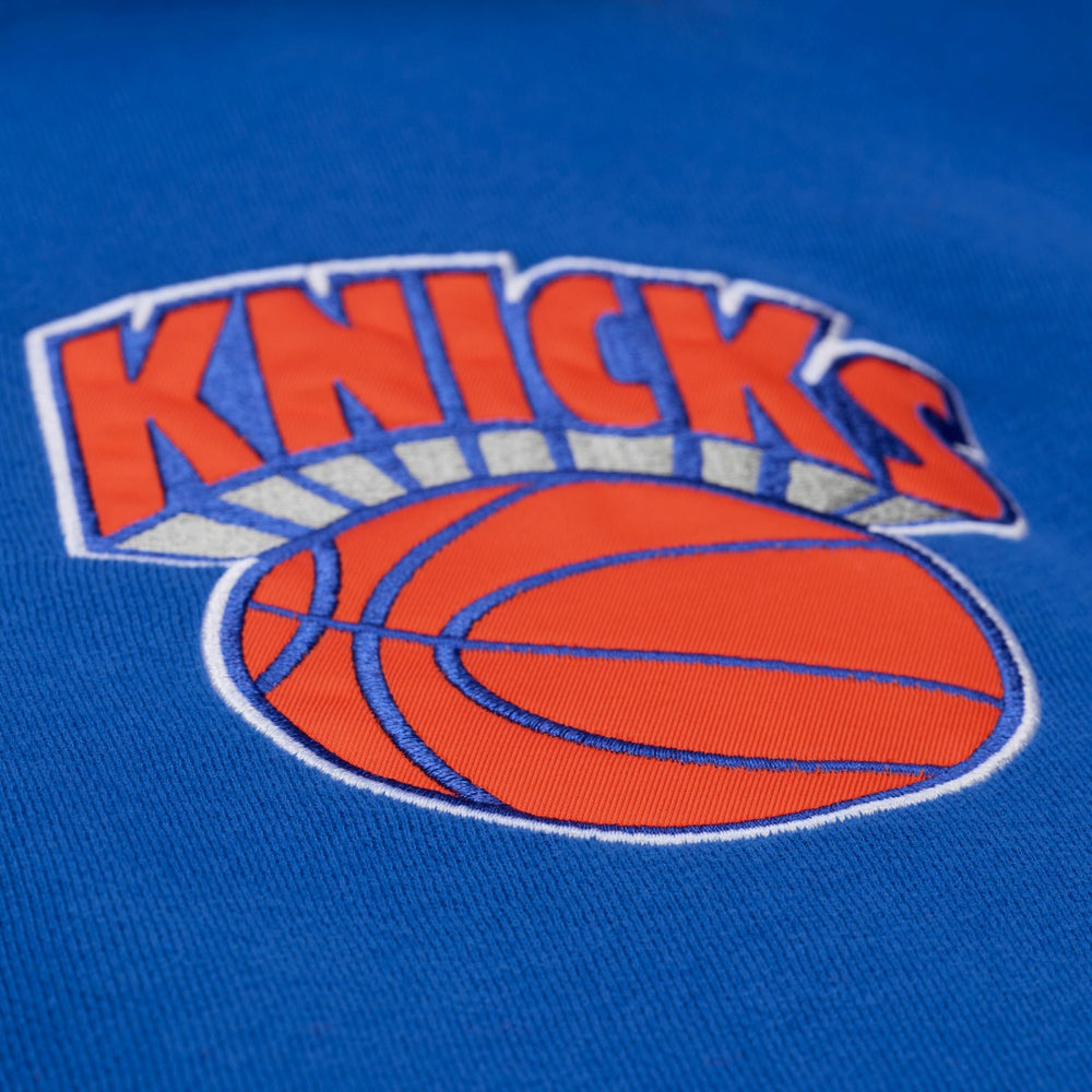 New York Knicks Throw It Back Quilted Fleece Quarter-Zip Hoodie Blue