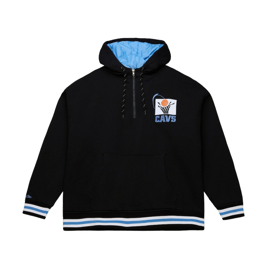 Cleveland Cavaliers Throw It Back Quilted Fleece Quarter-Zip Hoodie Black