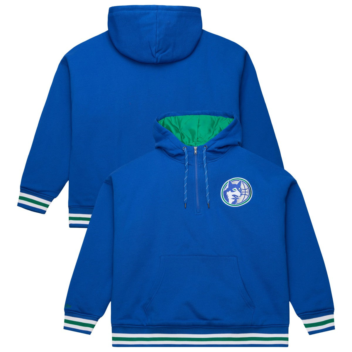 Minnesota Timberwolves Throw It Back Quilted Fleece Quarter-Zip Hoodie Royal