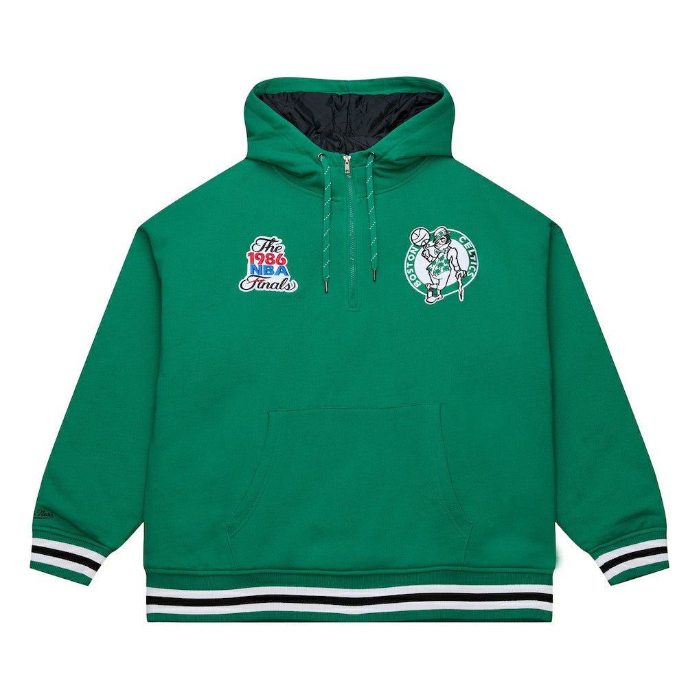 Boston Celtics Throw It Back Quilted Fleece Quarter-Zip Hoodie Green