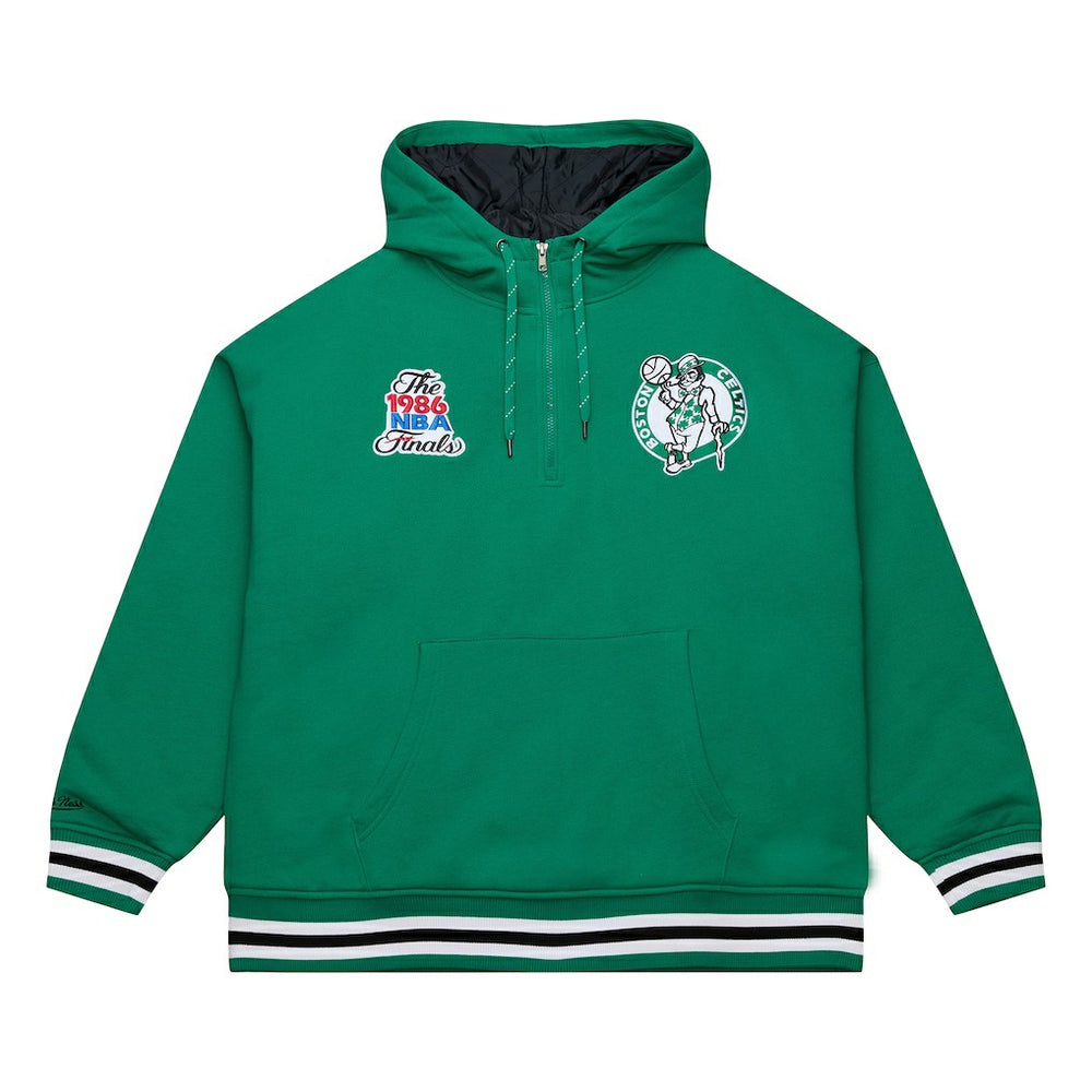 Boston Celtics Throw It Back Quilted Fleece Quarter-Zip Hoodie Green