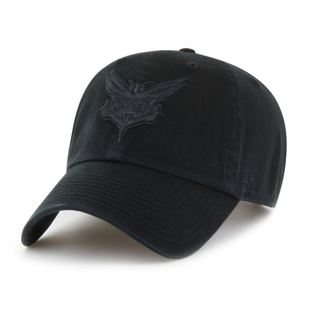 Charlotte Hornets '47 Black on Black Clean Up Adjustable Hat