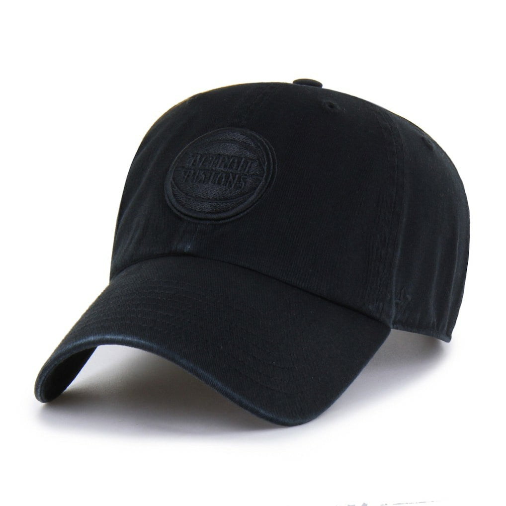 Detroit Pistons '47 Black on Black Clean Up Adjustable Hat