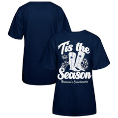 Dallas Cowboys Women's 'Tis The Season Boots T-Shirt Navy