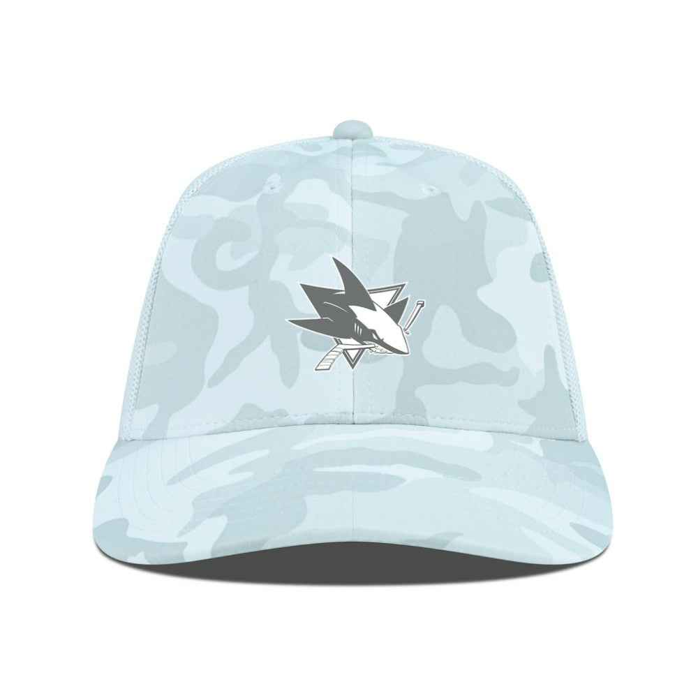 NHL San Jose Sharks Levelwear Clash Slate & Snow Meshback Flex Hat - Camo