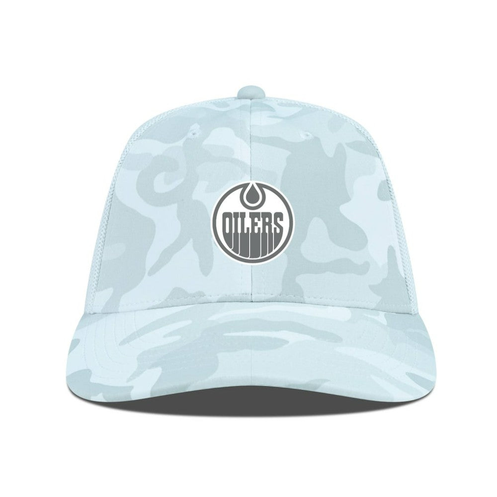 NHL Edmonton Oilers Levelwear Clash Slate & Snow Meshback Flex Hat - Camo
