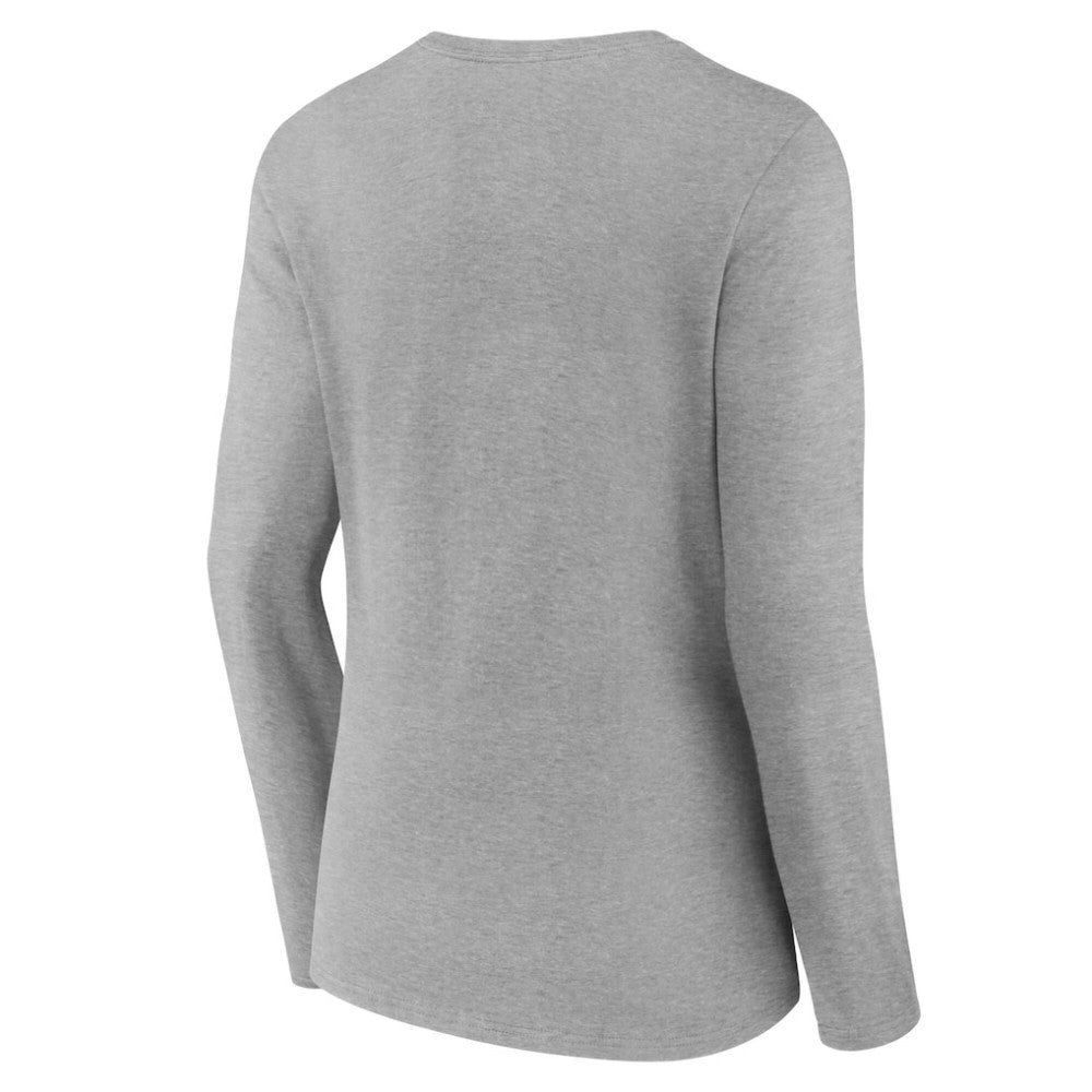 NHL Chicago Blackhawks Women's Primary Logo Long Sleeve V-Neck T-Shirt - Gray