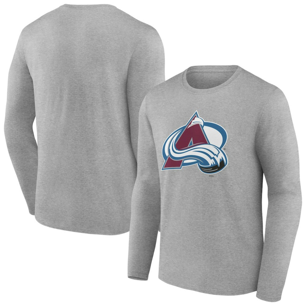 NHL Colorado Avalanche Women's Primary Logo Long Sleeve V-Neck T-Shirt - Gray