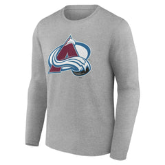 NHL Colorado Avalanche Women's Primary Logo Long Sleeve V-Neck T-Shirt - Gray