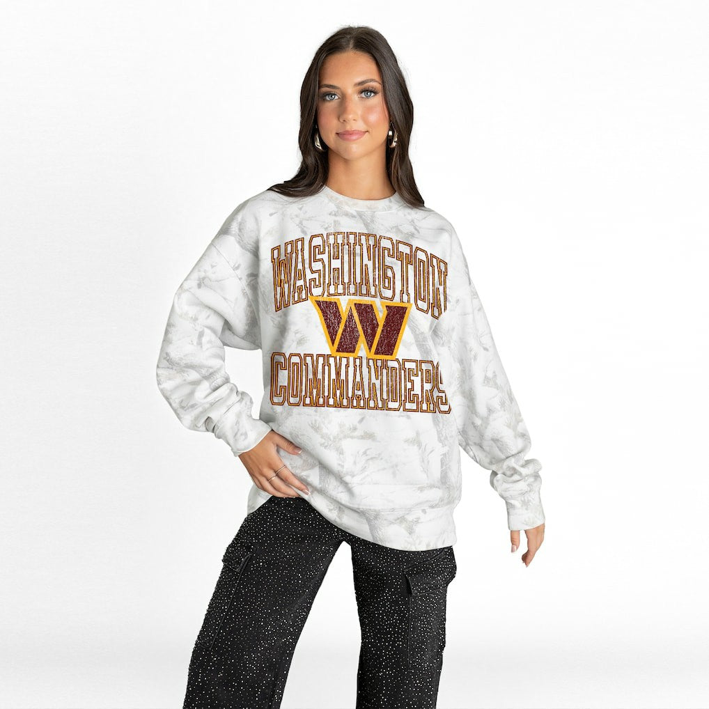 Washington Commanders Gameday Couture Women's Whiteout Oversized Premium Fleece Sweatshirt Arctic Camo