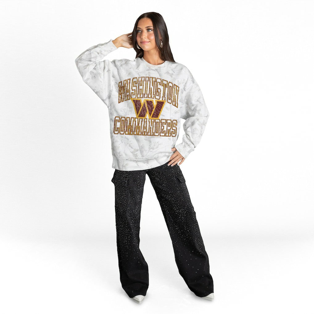 Washington Commanders Gameday Couture Women's Whiteout Oversized Premium Fleece Sweatshirt Arctic Camo