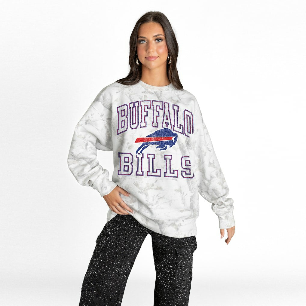 Buffalo Bills Gameday Couture Women's Whiteout Oversized Premium Fleece Sweatshirt Arctic Camo