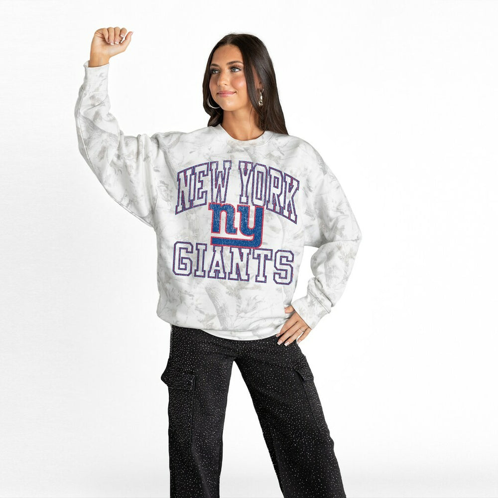 New York Giants Gameday Couture Women's Whiteout Oversized Premium Fleece Sweatshirt Arctic Camo