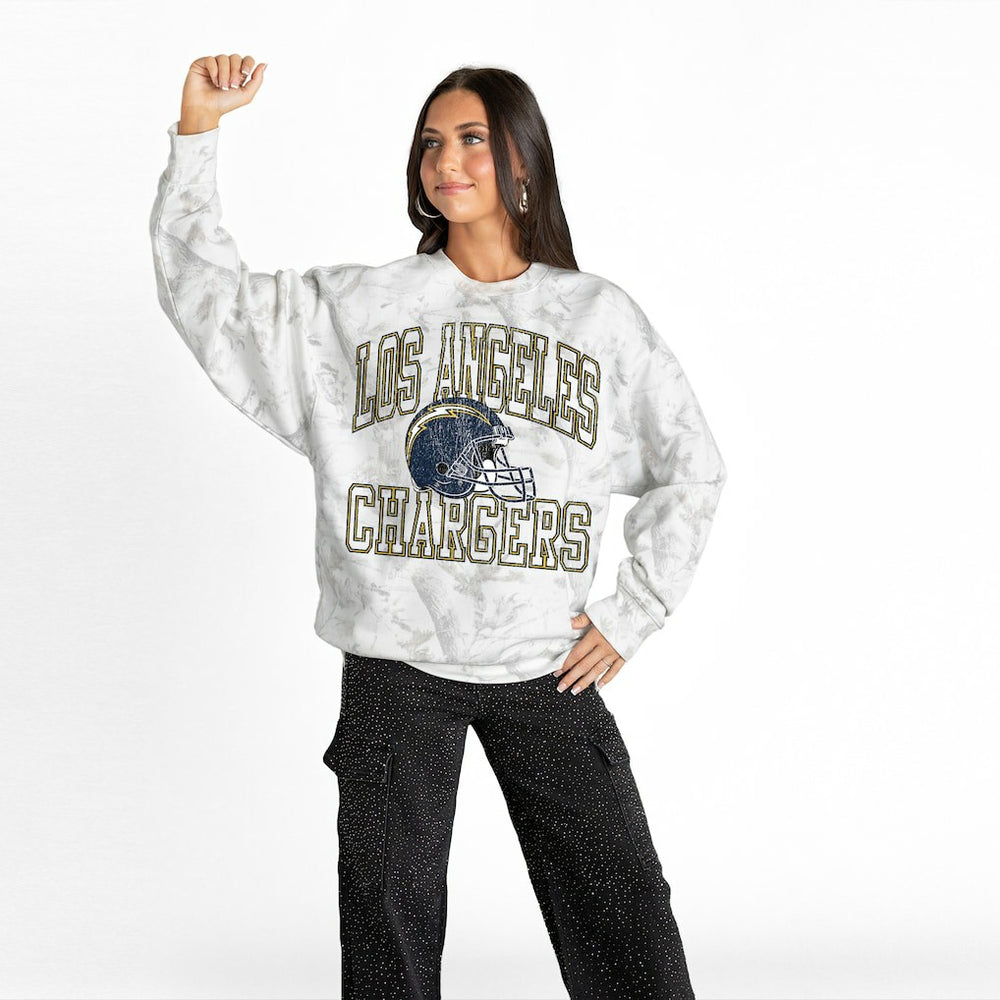 Los Angeles Chargers Gameday Couture Women's Whiteout Oversized Premium Fleece Sweatshirt Arctic Camo