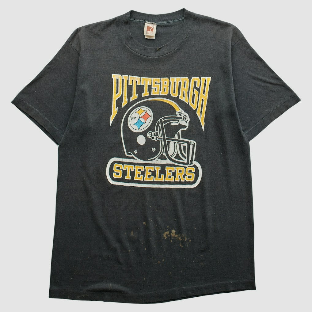 Pittsburgh Steelers Logo 7 80s T-Shirt Black Vintage