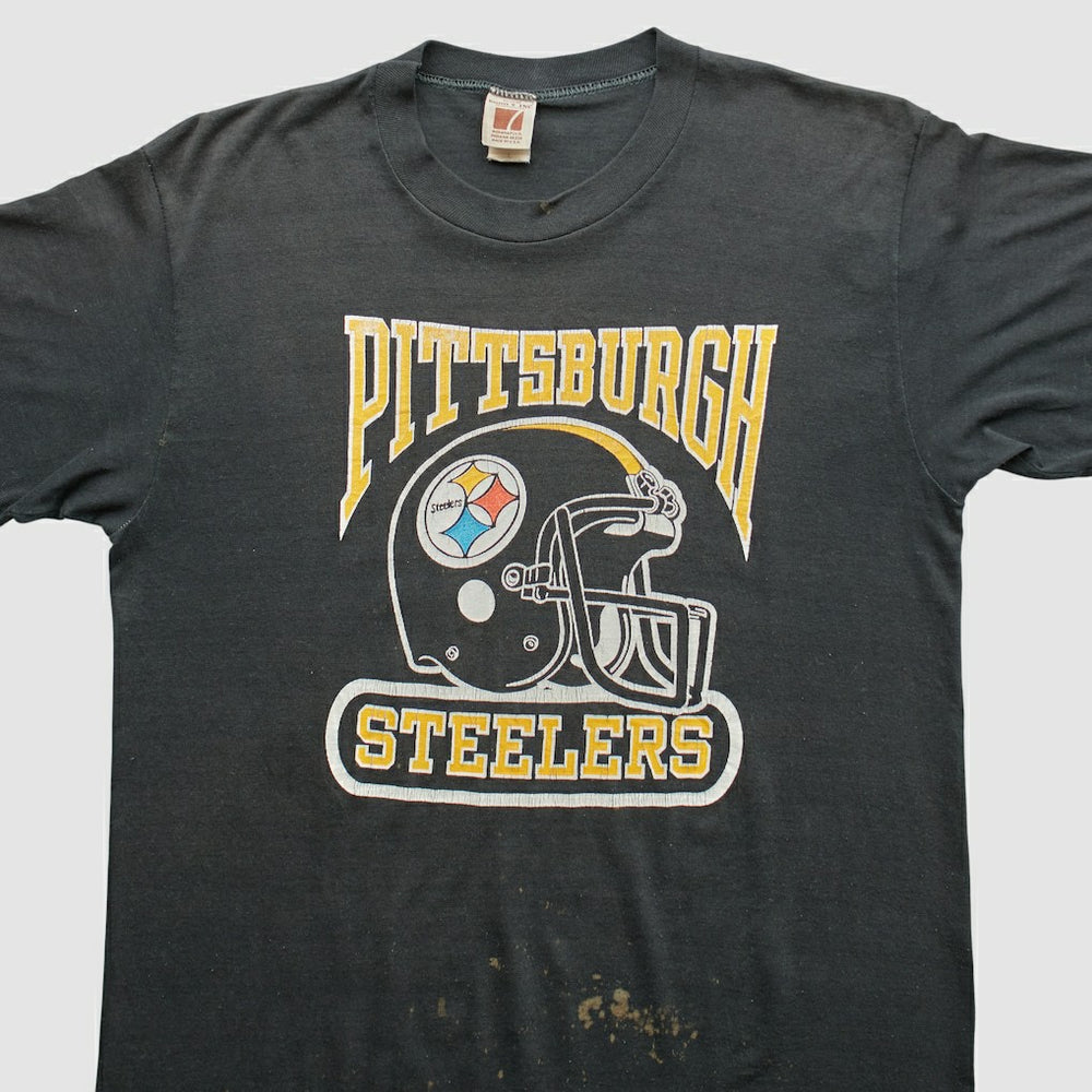 Pittsburgh Steelers Logo 7 80s T-Shirt Black Vintage