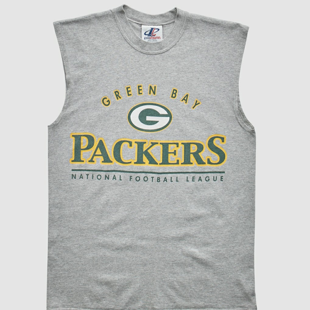 Green Bay Packers Logo Athletic 2000s Tank Heather Gray Vintage